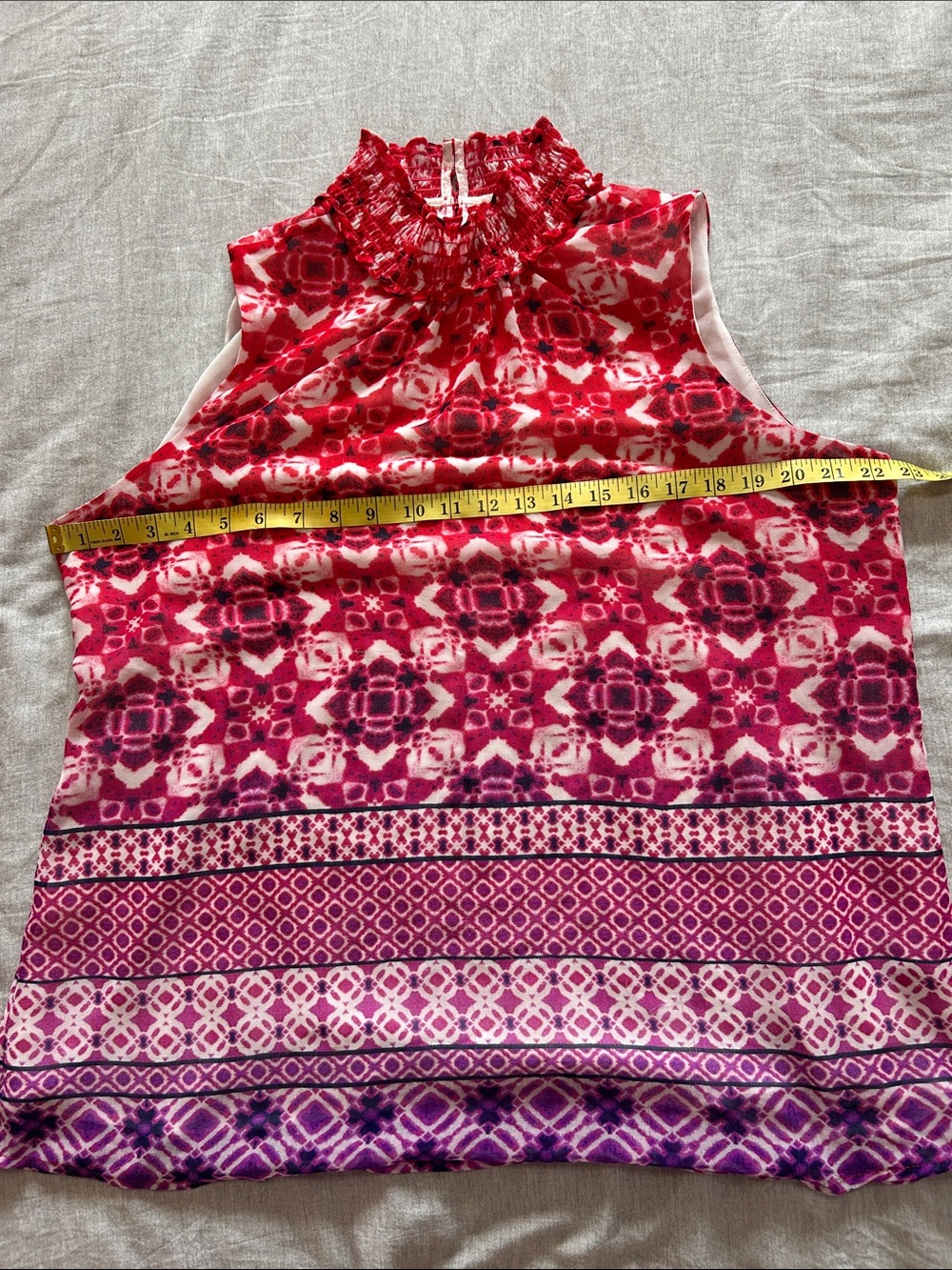 Calvin Klein Sleeveless Mock Neck Blouse Red Purple Size XL Lightweight Top - Picture 5 of 10